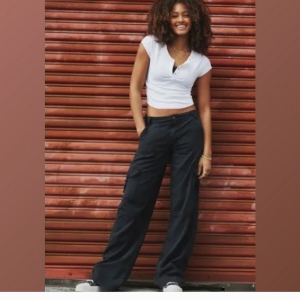 American Eagle Outfitters Black Wide Leg Trousers